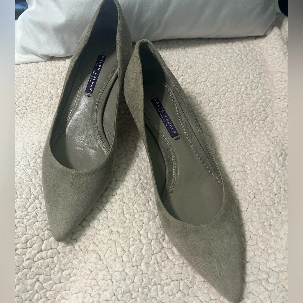 Ralph Lauren Collection Purple Label suede  heel pumps gray 9 1/2 B